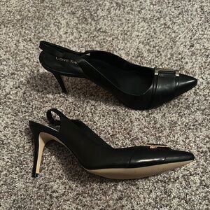 Calvin Klein Black Slingback Heels 9.5